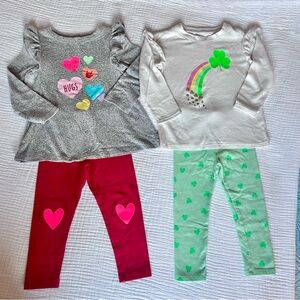 2T Cat & Jack Holiday Outfit Lot - Valentine’s Day & St. Patrick’s Day
